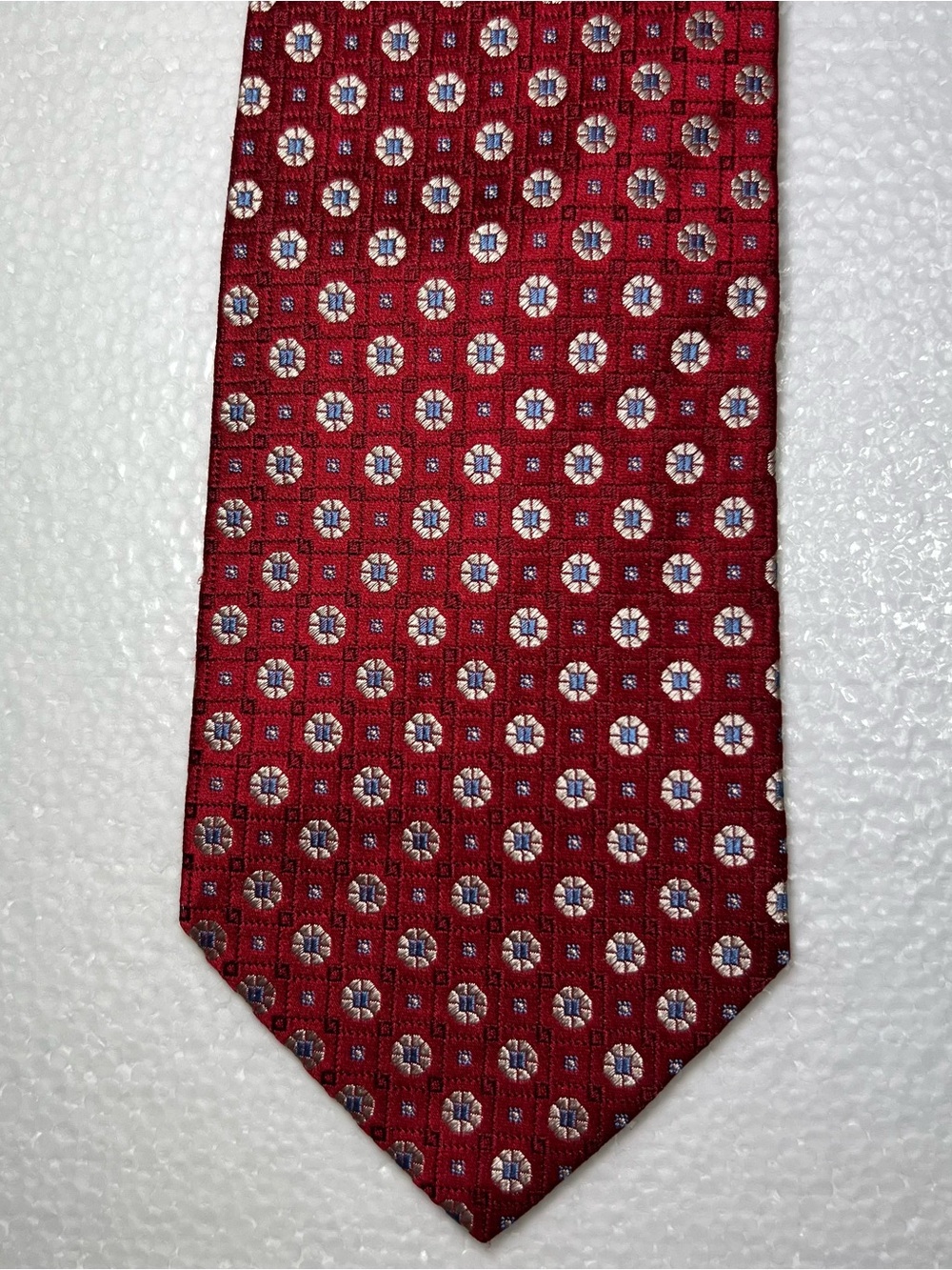cremieux red geometric silk neck tie made in usa